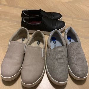 Dr. Scholls slip on sneakers. Three pair set.